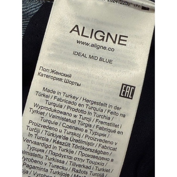 ALIGN IDEAL MID BLUE Denim Shorts Raw Hem Button Fly Women's Size 24 - Picture 4 of 5